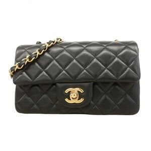 CHANEL Shoulder Bag Mini Matelasse Lambskin Black Chien Pangold Hardware Women's